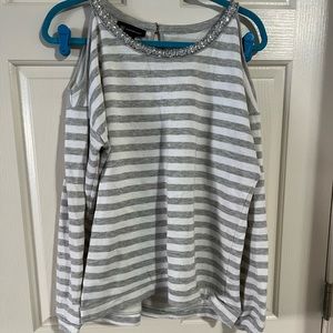 Like New Cold Shoulder Sweatshirt with Embellishment